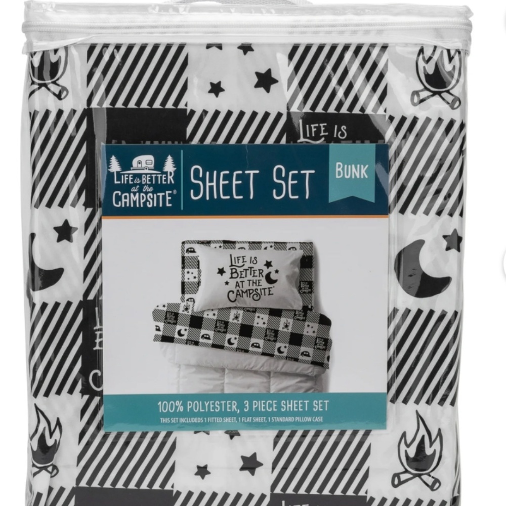 RV bed sheets Black and white buffalo Twin bunk - Picture 5 of 5